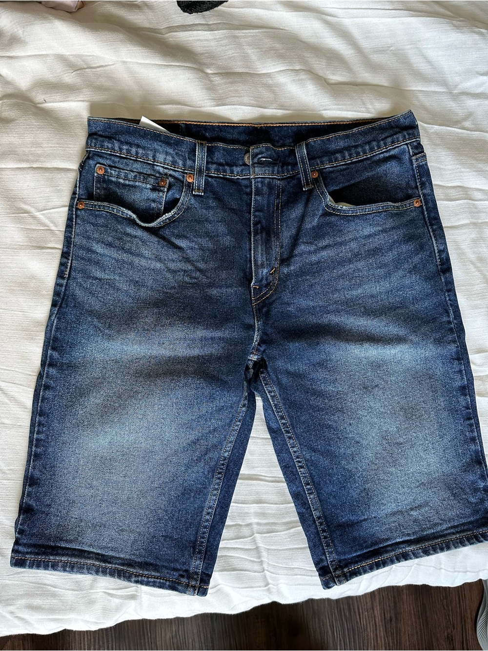 Levi's 502 Blue Washed Denim Jean Shorts